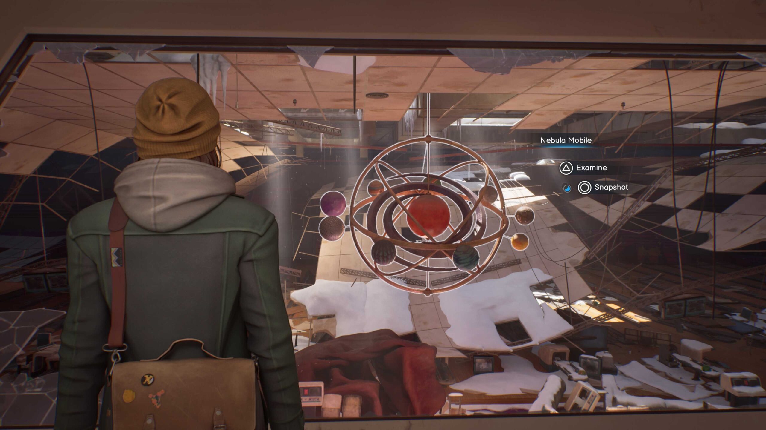A few seconds before a Nebula Mobile hanging from the ceiling collapses barely missing our protagonists, a content warning ‘Loud Audio’ appeared so players with hearing trauma and pain could turn down the volume ahead of it.  