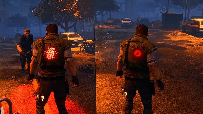 A still from gameplay of Dead By Daylight showing the terror radius function where a visible heartbeat indicates nearby threats